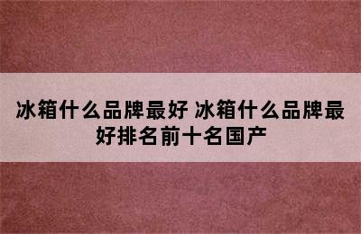 冰箱什么品牌最好 冰箱什么品牌最好排名前十名国产